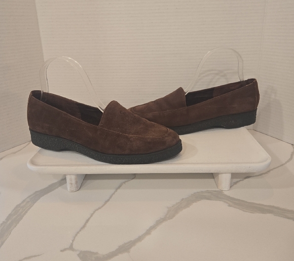 Lands End Suede Slip On Loafers Womens Size 10 Brown - Picture 1 of 8